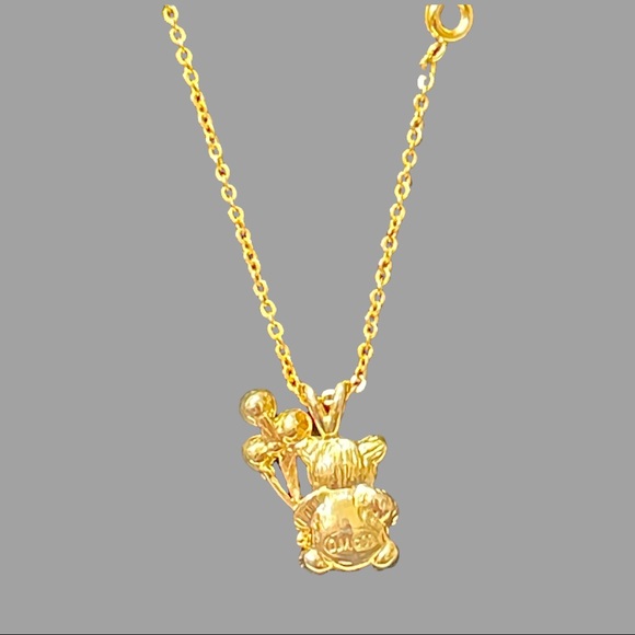 Vintage DM Birthstone Bear October Gold Tone Necklace 16” Length - Picture 3 of 3